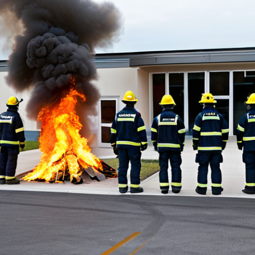 Home 11 Fire Safety Training Simulation**
"A group of trainees, fully clothed in appropriate fire safety gear, participating in a simulated fire emergency drill in a training facility. The setting includes mock-ups of office spaces and residential areas. Focus on the instructors demonstrating proper evacuation techniques and the use of fire extinguishers. Safe for work, professional training environment, appropriate content, perfect anatomy, correct proportions, natural pose, demonstrating best practices in fire safety, modest attire. Professional, family-friendly."
**