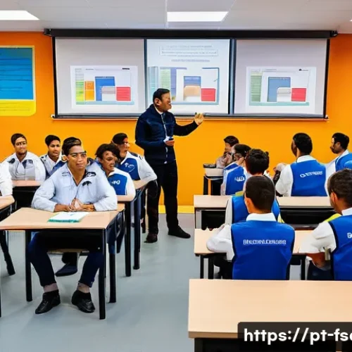 Home 29 소방안전관리사 자격증 취득 후 스펙 강화법 - A professional fire safety training workshop scene set in a modern Brazilian classroom with diverse ...
